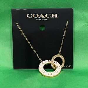 Coach Gold and White Silver-Tone Necklace New